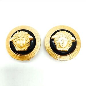 Vintage Versace Earring  Gold Black